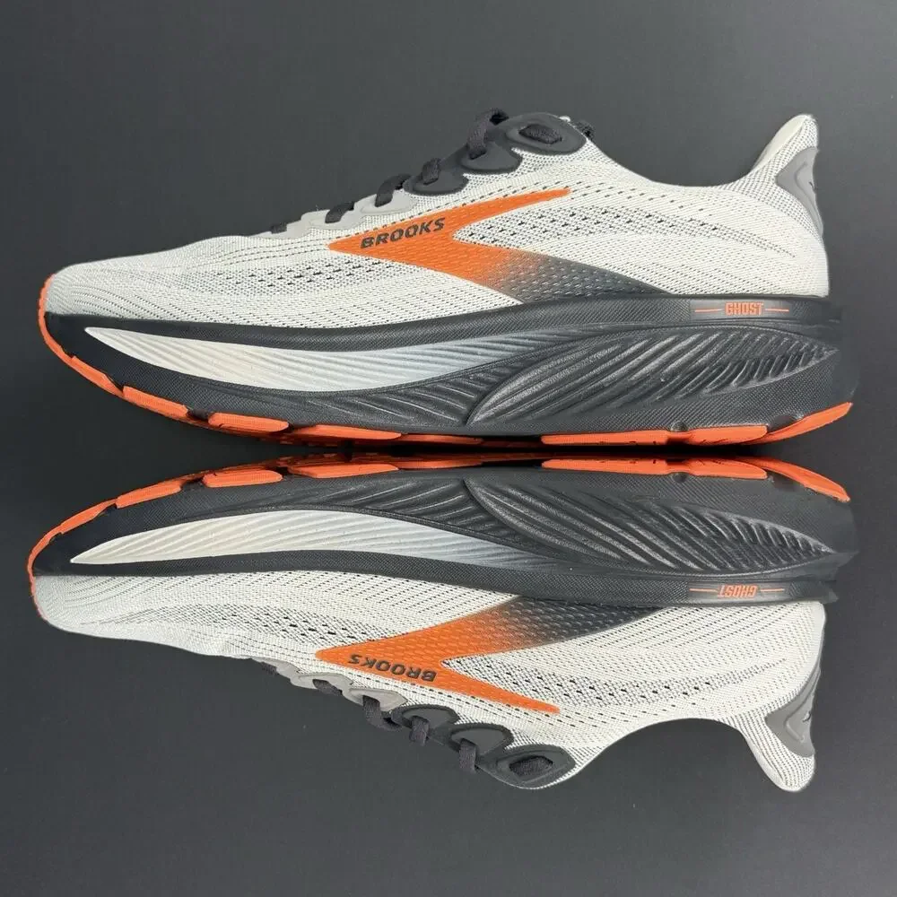 Brooks Ghost 17 Men’s 11,5 WIDE 2E Size Running Shoes Gray/Orange 1104422E048